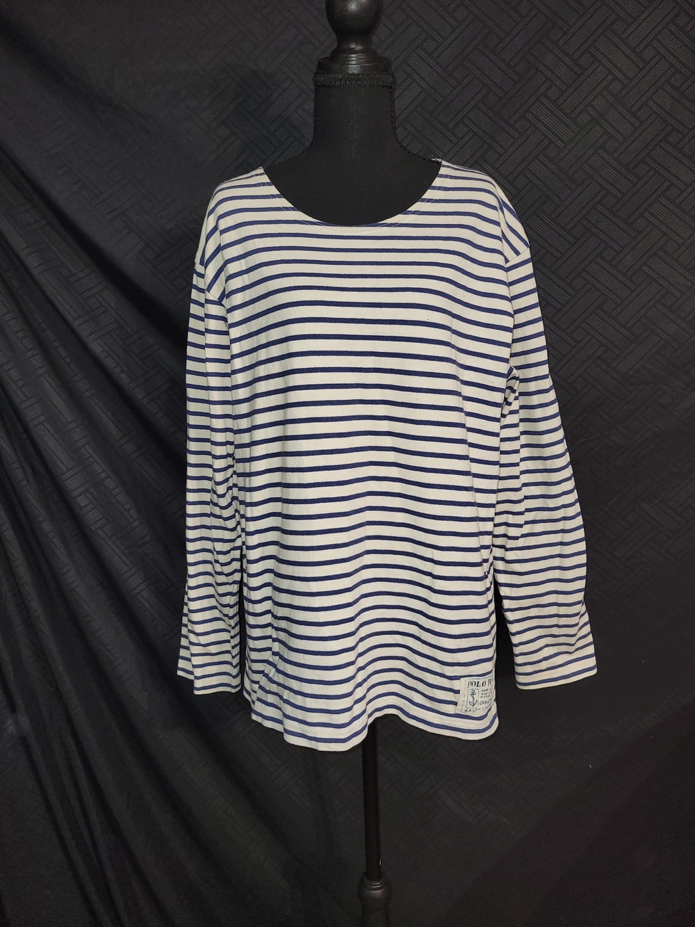 Polo Ralph Lauren Nautical Striped Long Sleeve 100% Cotton Raglan Sleeve Top Lrg